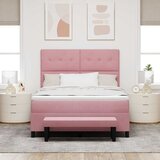  Krevet s opruga kutije s jastukom Ružičasta 200 x 140 cm Baršun | shoptok.hr
