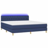  Krevet box spring s madracem LED plavi 160x200 cm od tkanine | shoptok.hr