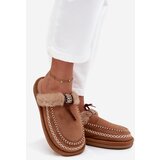 Boto Women's slippers with fur and embroidery brown Perivelle | shoptok.hr