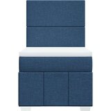 vidaXL Box spring postelja z vzmetnico modra 90x200 cm blago | Shoptok.si