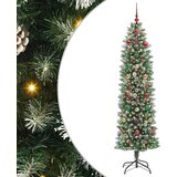 vidaXL Umjetno vitko božićno drvce s stalakom Zelena i bijela 210 cm | shoptok.hr