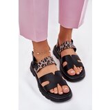 VINCEZA Leather Ladies Sandals On Flat Heel Panther | Shoptok.si