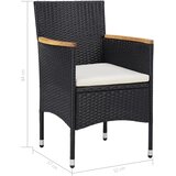  5-dijelni vrtni blagovaonski set poliratan i drvo bagrema crni | shoptok.hr