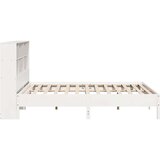 vidaXL Krevet s regalom z knjige bez madraca bijeli 200x200cm borovina | shoptok.hr