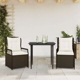 vidaXL 3-dijelni vrtni blagovaonski set s jastucima poliratan smeđi | shoptok.hr