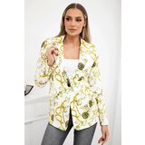 Turecki Printed cotton jacket with a button ecru+yellow Cene