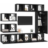 Set TV komoda 8 kom. Crni hrast Konstruirano drvo Crna 30,5 x 30 x 90 cm | shoptok.hr