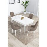 Hanah home trpezarijski set Kar, sto na razvlačenje i 4 stolice, bela ploča, kapućino tkanina Babyface | Eponuda.com