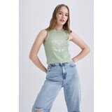 Defacto Cool Fitted Printed Ribbed Camisole Washed Pale Effect Undershirt | ePonuda.com