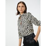 Koton Zebra Patterned Shirt Classic Collar Long Sleeve Cene'.'