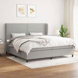  Box spring postelja z vzmetnico svetlo siva 200x200 cm blago, (20725592) Cene