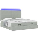 vidaXL Otomanski posteljni okvir z vzmetnicami siv 200x200cm žamet | Shoptok.si