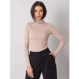 Fashion Hunters Light beige Elisee RUE PARIS ribbed turtleneck blouse Cene