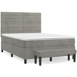 The Living Store Box spring postelja z vzmetnico svetlo siv 140x190 cm žamet - Box Spring Postelja, (21491114) | Shoptok.si