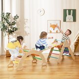  Plezalni trikotnik 4 v 1 s toboganom in plezalnim lokom ter plezalnim okvirjem z dvostransko klančino (barvni) | Shoptok.si