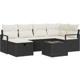 vidaXL 7-delni vrtnim set s blazinami Črn Poli ratan, 2-sedežna sofa s blazinami Črn Poli ratan, (22090745) | Shoptok.si