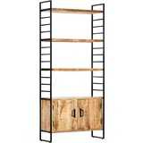 Police Knjižna omara 4-nadstropna 80x30x180 cm robusten mangov les | Shoptok.si