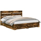 Krevetna konstrukcija s ladicama Dimljeni hrast 200 x 200 cm | shoptok.hr