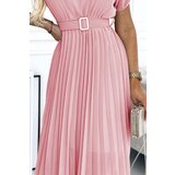 numoco basic Pleated midi dress with wide belt Numoco | Shoptok.si