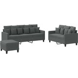  3-dijelni set sofa s jastucima tamnosivi od tkanine | shoptok.hr