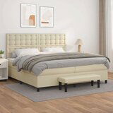  Box spring postelja z vzmetnico krem 200x200 cm umetno usnje, (20898755) | Shoptok.si