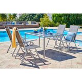 Ambia Garden ZLOŽLJIV VRTNI SEDEŽ aluminij srebrne barve, svetlo rjava | Shoptok.si