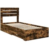  Krevetna konstrukcija s ladicama Dimljeni hrast 100 x 200 cm Smeđa 206 x 101 x 100 cm | Shoptok.si