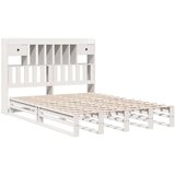 vidaXL Krevet s regalom z knjige bez madraca bijeli 140x190cm borovina | shoptok.hr