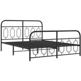  Metalni okvir kreveta uzglavlje i podnožje crni 135x190 cm | shoptok.hr