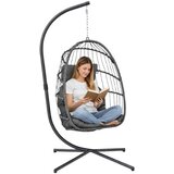 LEAN Viseća stolica za ljuljanje, vrtni jastuci s čahurama, smeđi okvir | shoptok.hr