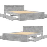 vidaXL Posteljni okvir z vzglavjem betonsko siv 120x200 cm inž. les | Shoptok.si