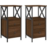 Maison Chic Dvo delni komplet Nočne omarice - Nočne mize rjavi hrast 34x35,5x70 cm inženirski les, (21688753) Cene