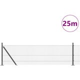 vidaXL žičnata ograja z 13 flanšnimi stebri 0.6x25 m cinkano jeklo | Shoptok.si