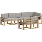  Set vanjskih sofa 8 kom. Bijela i svjetlosiva Smeđa 306 x 128,5 x 73 cm | shoptok.hr