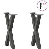  Noge za klub stolić u obliku slova X, 2 kom, antracit, 38 x (42-43) cm, čelik | shoptok.hr