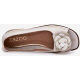 Zazoo Leather Ballerinas With Open Toes And Flower 1870 Distressed Gold | Shoptok.si
