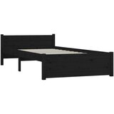  Posteljni okvir črn iz trdnega lesa 90x200 cm, (20646188) | Shoptok.si