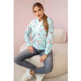 Kesi Women's floral sweatshirt with a zipper mint | shoptok.hr