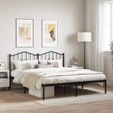 vidaXL Kovinski posteljni okvir z vzglavjem črn 180x200 cm Cene