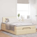 vidaXL Otomanski posteljni okvir z vzmetnico krem 120x190 cm blago, (21611633) | Shoptok.si