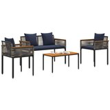  Set vanjskog namještaja 4 pcs Siva i tamnoplava PE ratan | shoptok.hr
