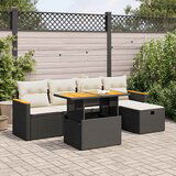 vidaXL 6-dijelni set vrtnih sofa s jastucima crni od poliratana | shoptok.hr