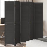  The Living Store Paravan 5-delni črn trden les pavlovnije - Pregrada Za Prostor, (21494106) | Shoptok.si