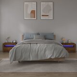vidaXL Nočne omarice z LED lučkami 2 kosa dimljeni hrast 60x35x40 cm Cene