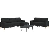 vidaXL 3-dijelni set sofa s tabureom crni od tkanine | shoptok.hr