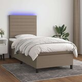  Box spring postelja z vzmetnico LED taupe 90x200 cm blago, (20892714) Cene