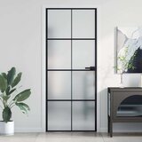 vidaXL Sobna vrata tanka crna 83 x 201 5 cm kaljeno staklo i aluminij | shoptok.hr
