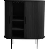 Unique Furniture črna vinska omara v hrastovem dekorju z drsnimi vrati 100x118x40 cm nola – | Shoptok.si