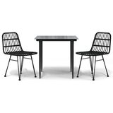  3-dijelni vrtni blagovaonski set od poliratana crni Crna Dužina stola 80 cm | Shoptok.si