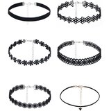 SuperLove Sexy Velvet Choker Set Black 6pcs u